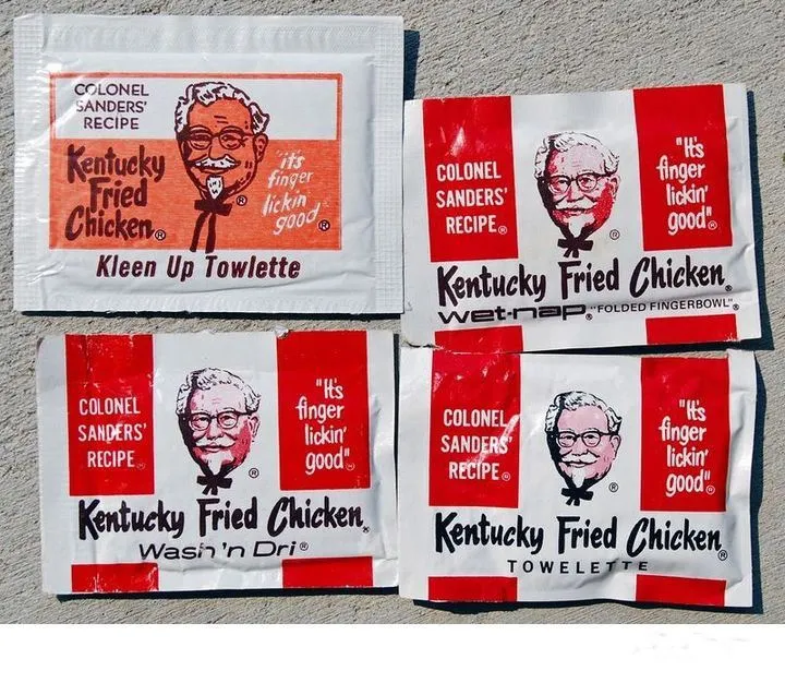 Wet wipes products provided by KFC in the early days Wet wipes products provided by KFC in the early days
